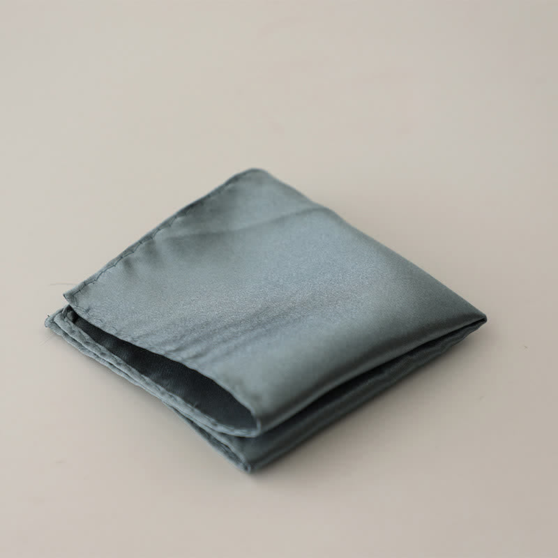Pañuelo de bolsillo sencillo de color liso para boda de hombre - Gris - image 10