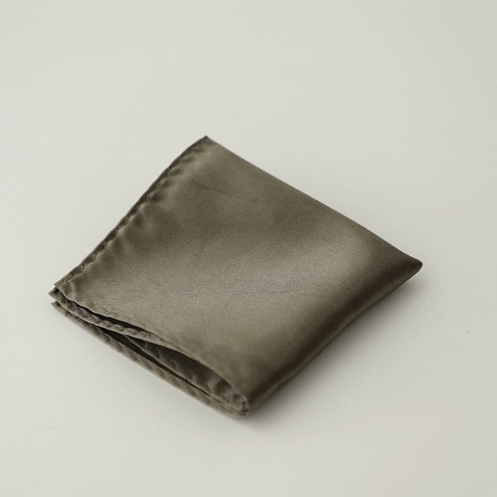 Pañuelo de bolsillo sencillo de color liso para boda de hombre - Aceituna - image 9
