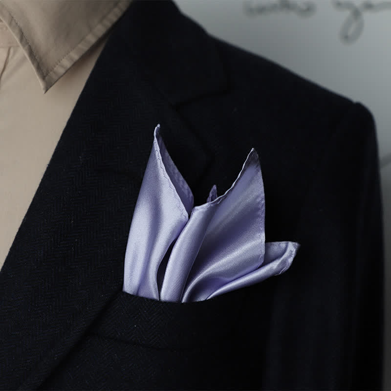 Pañuelo de bolsillo sencillo de color liso para boda de hombre - image 12