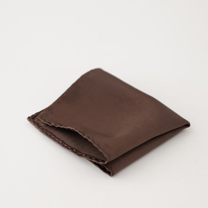Pañuelo de bolsillo sencillo de color liso para boda de hombre - Café - image 7