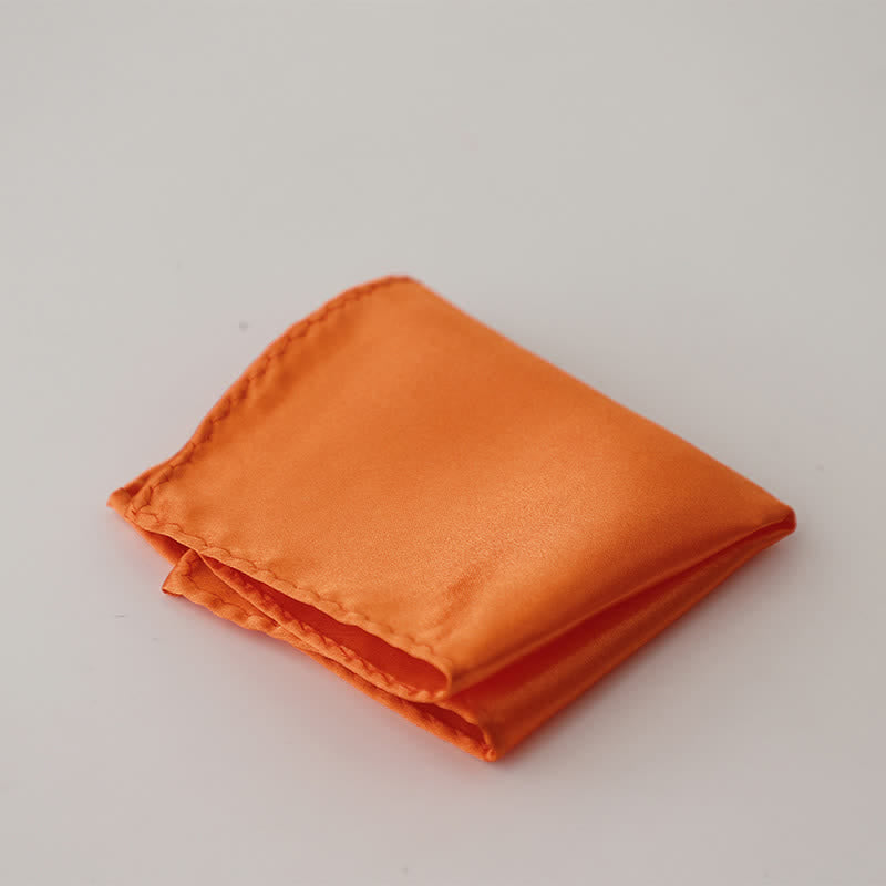 Pañuelo de bolsillo sencillo de color liso para boda de hombre - Naranja - image 32