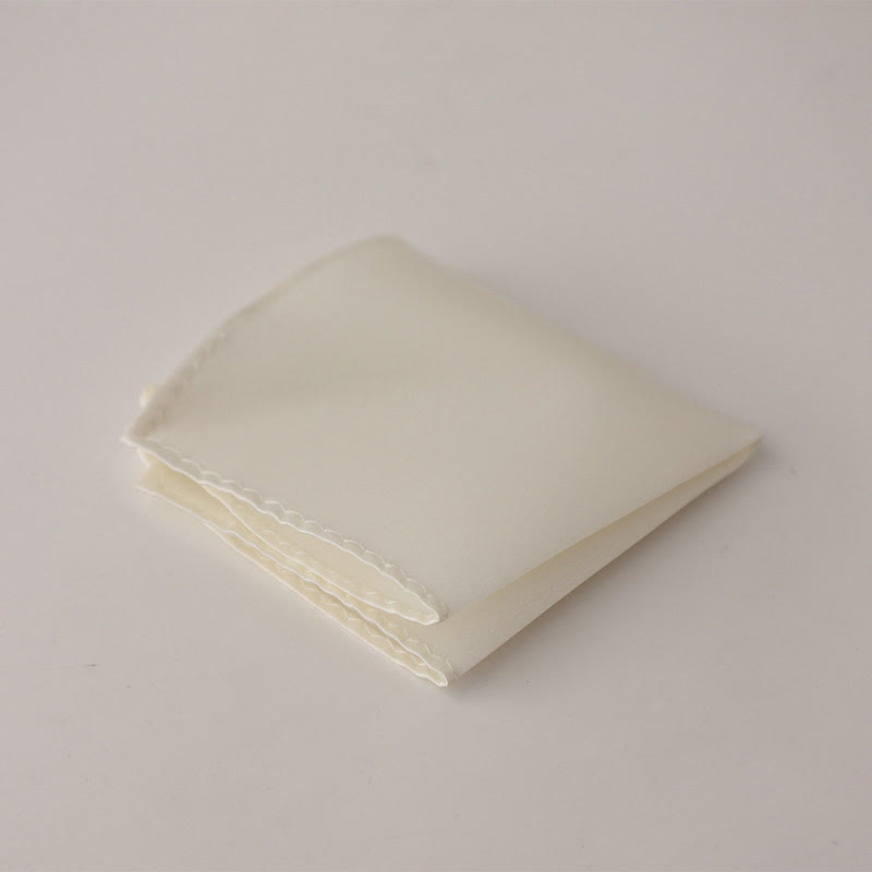 Pañuelo de bolsillo sencillo de color liso para boda de hombre - Marfil - image 19