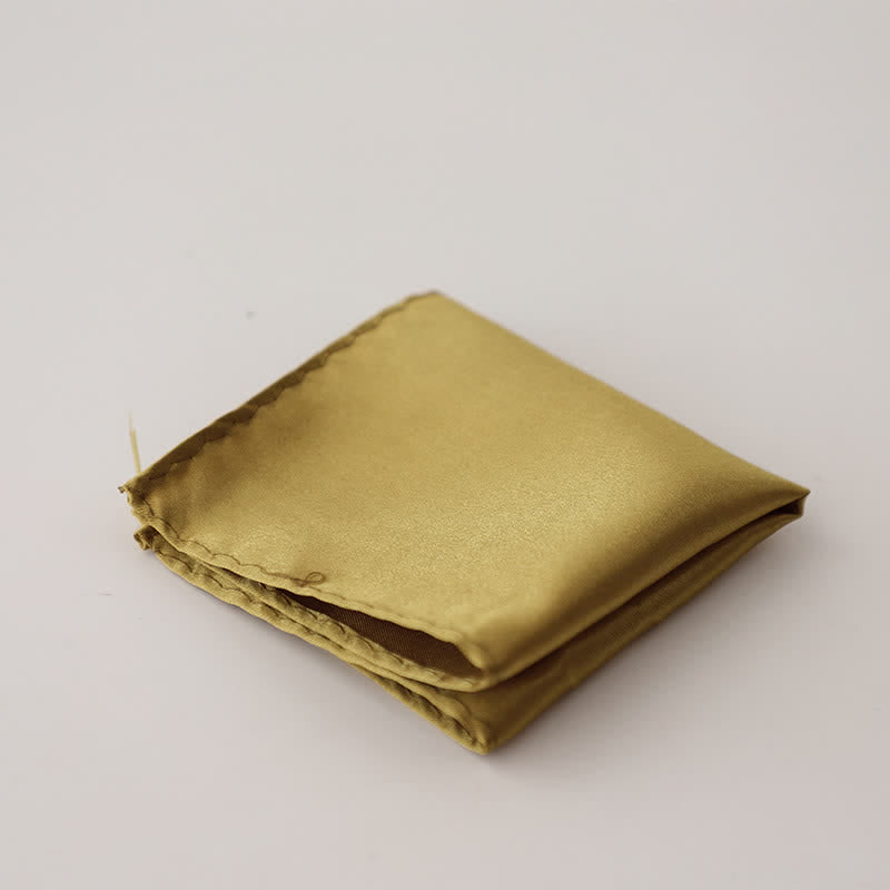 Pañuelo de bolsillo sencillo de color liso para boda de hombre - Caqui oscuro - image 35