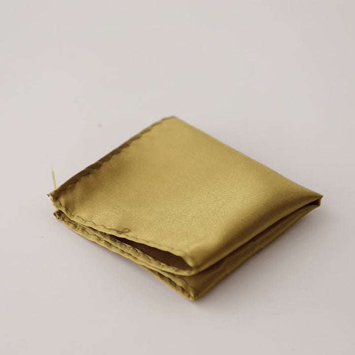 Pañuelo de bolsillo sencillo de color liso para boda de hombre - Caqui oscuro - image 35
