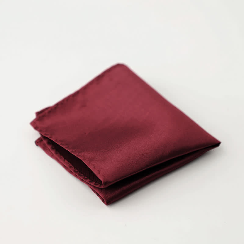 Pañuelo de bolsillo sencillo de color liso para boda de hombre - Rojo oscuro - image 13