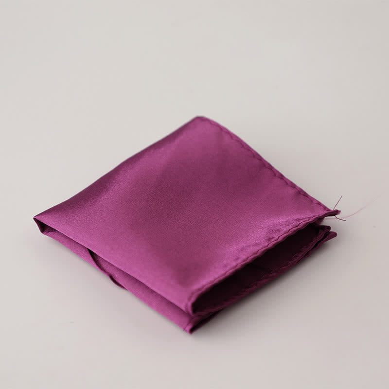 Pañuelo de bolsillo sencillo de color liso para boda de hombre - Violeta medio rojo - image 17