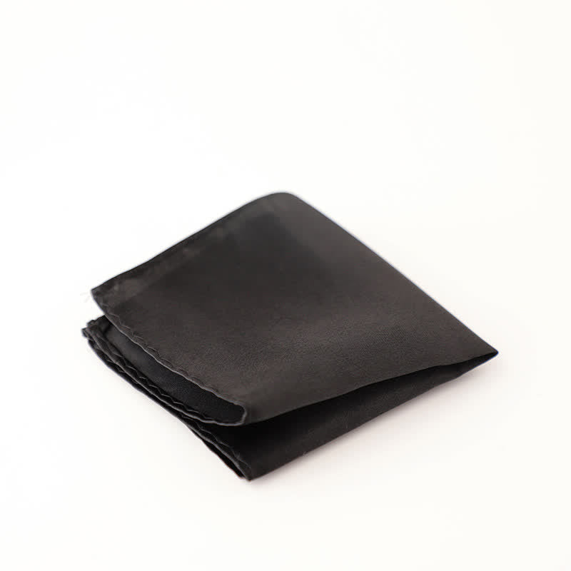 Pañuelo de bolsillo sencillo de color liso para boda de hombre - Negro - image 5