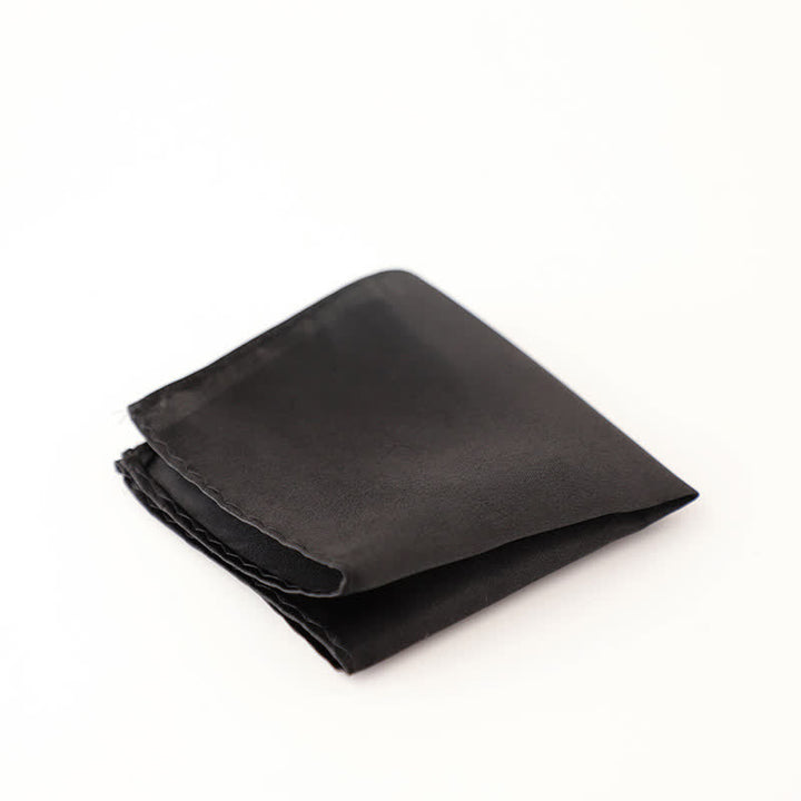 Pañuelo de bolsillo sencillo de color liso para boda de hombre - Negro - image 5