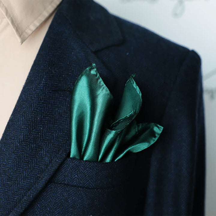 Pañuelo de bolsillo sencillo de color liso para boda de hombre - Verde oscuro - image 1