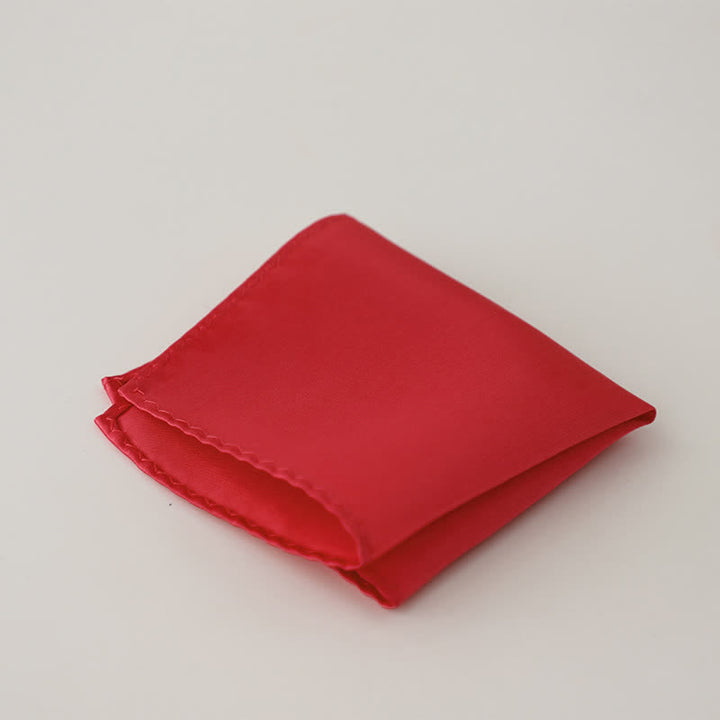 Pañuelo de bolsillo sencillo de color liso para boda de hombre - Rojo - image 14