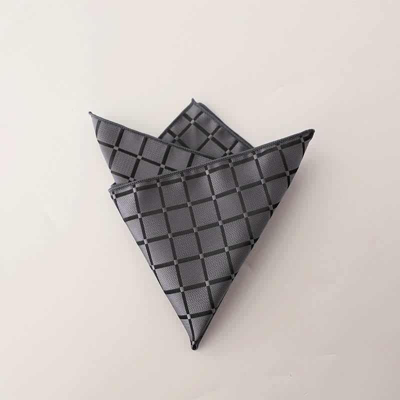 Pañuelo de bolsillo con estampado de cuadros retro de colores saturados para hombre - Gris - image 13