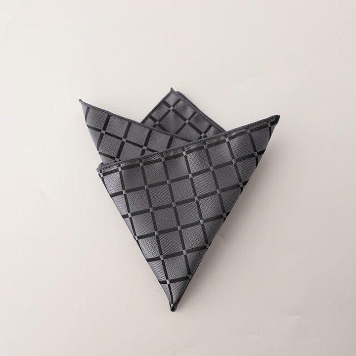 Pañuelo de bolsillo con estampado de cuadros retro de colores saturados para hombre - Gris - image 13