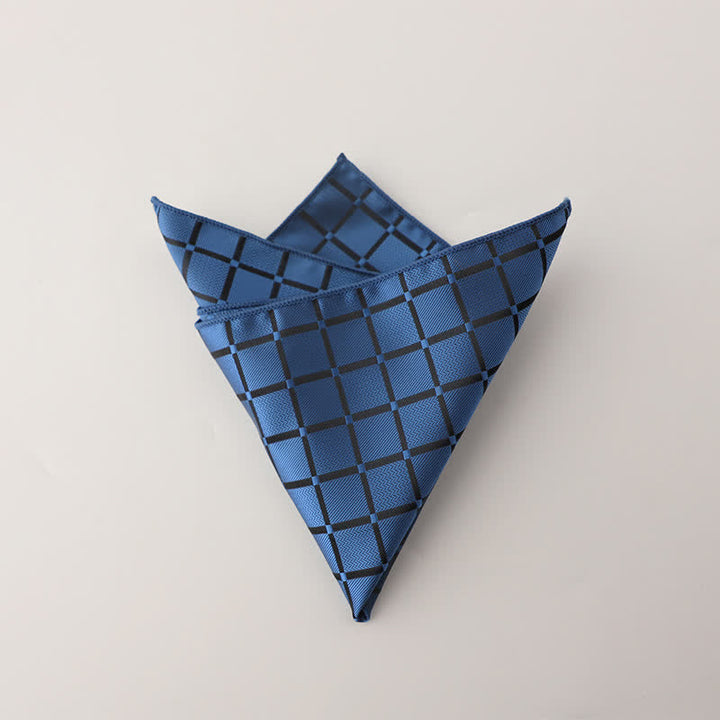 Pañuelo de bolsillo con estampado de cuadros retro de colores saturados para hombre - Azul - image 8