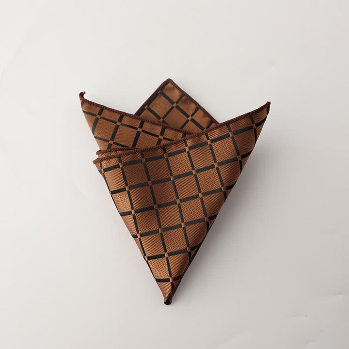 Pañuelo de bolsillo con estampado de cuadros retro de colores saturados para hombre - Café - image 11