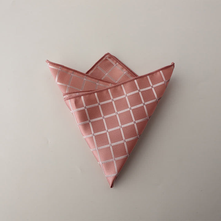 Pañuelo de bolsillo con estampado de cuadros retro de colores saturados para hombre - Rosa - image 6