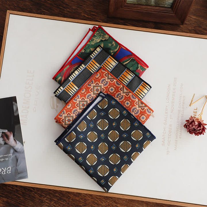 Pañuelo de bolsillo para hombre con estampado floral geométrico elegante - image 1