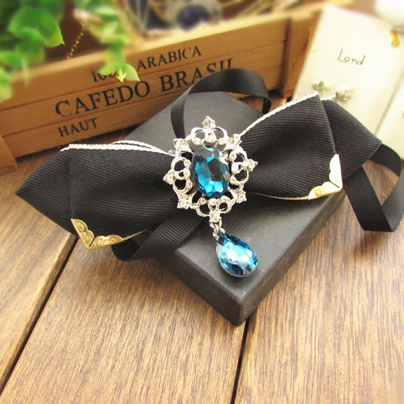 Pajarita de diamantes de imitación para novia y novio - Negro - image 2