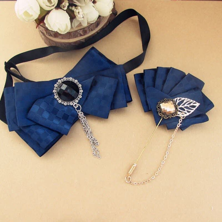 Juego de 2 pajaritas con alfileres y estampado de cuadros - Marina de guerra - image 5