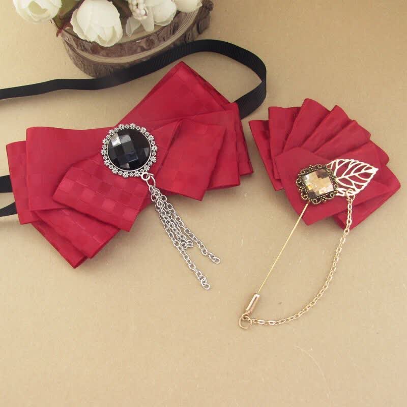 Juego de 2 pajaritas con alfileres y estampado de cuadros - Rojo - image 3