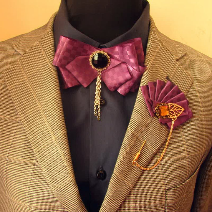 Juego de 2 pajaritas con alfileres y estampado de cuadros - image 8