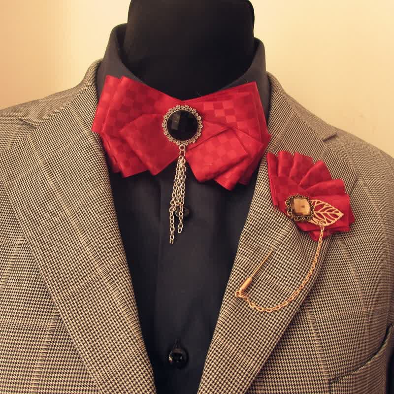 Juego de 2 pajaritas con alfileres y estampado de cuadros - image 4