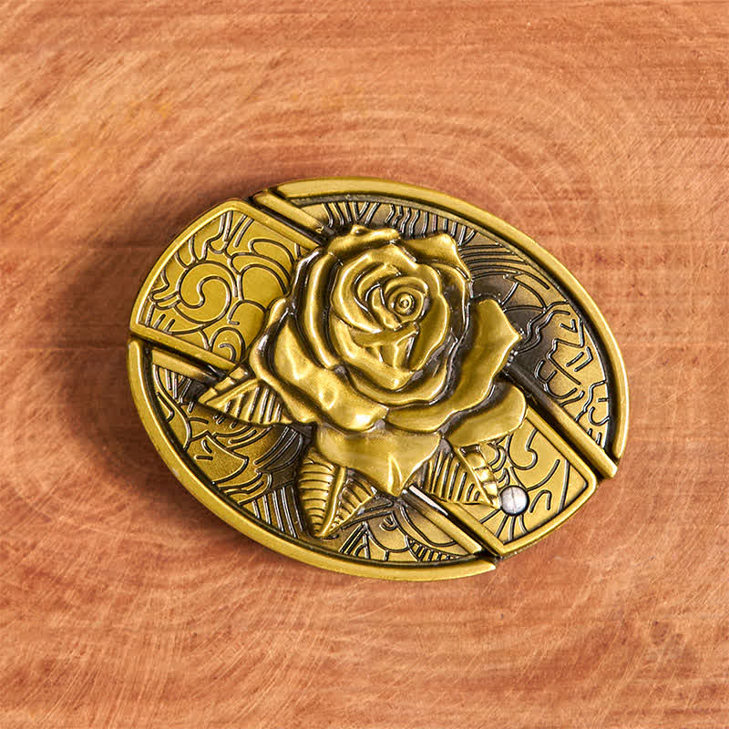 Cinturón de cuero con navaja plegable oculta de bronce rosa para hombre - image 3