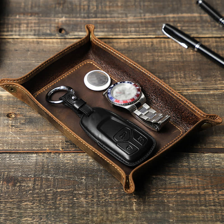 Bandeja de valet plegable con nombre personalizado y pequeño rectángulo de cuero - image 11
