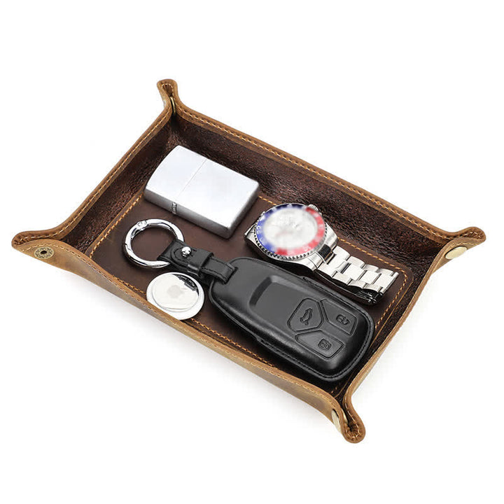 Bandeja de valet plegable con nombre personalizado y pequeño rectángulo de cuero - image 10