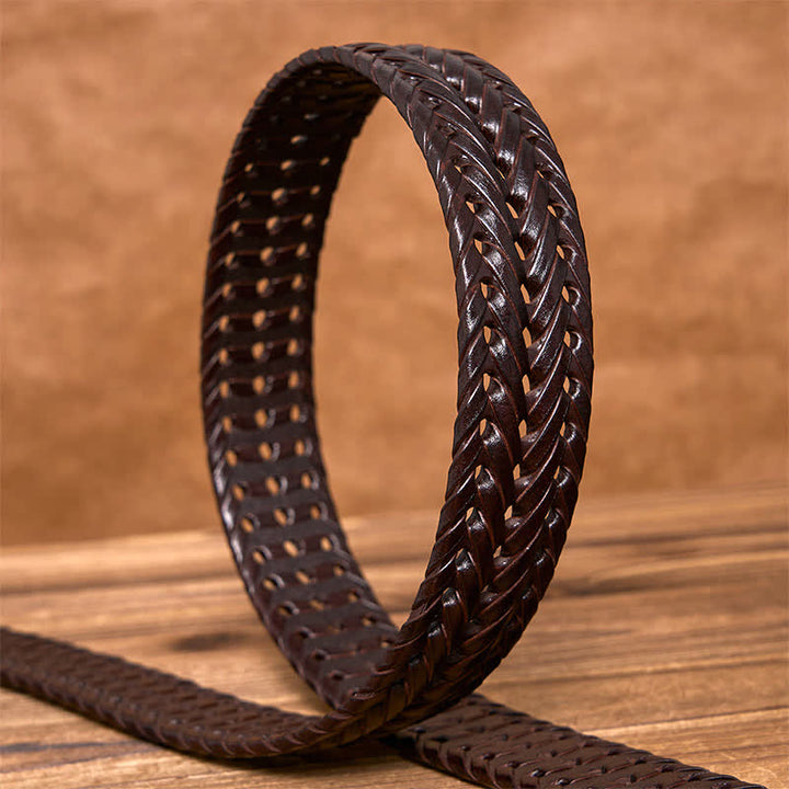 Cinturón de cuero trenzado tejido a mano para hombre - image 15