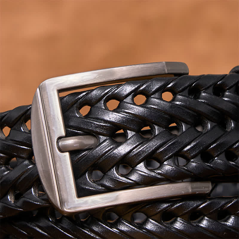 Cinturón de cuero trenzado tejido a mano para hombre - image 8