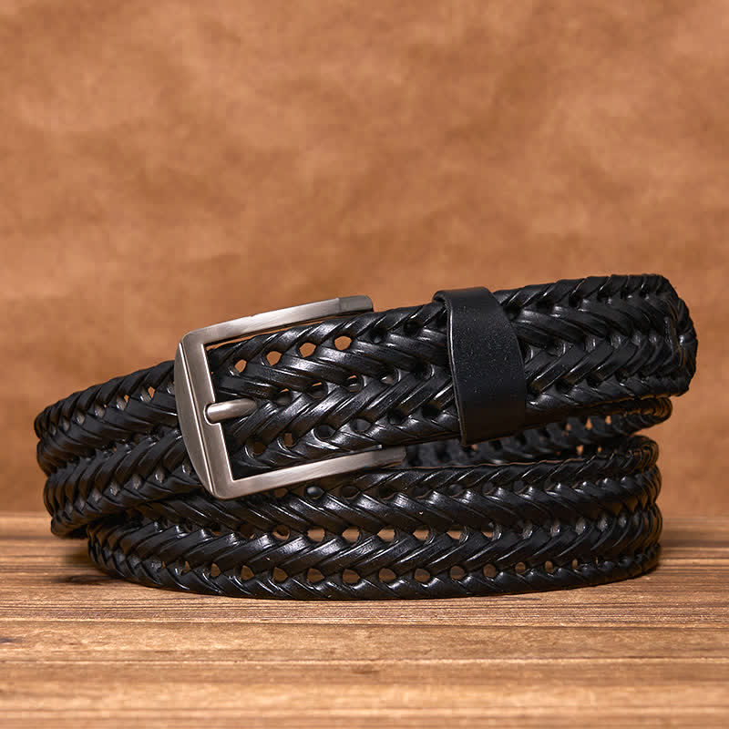 Cinturón de cuero trenzado tejido a mano para hombre - image 7