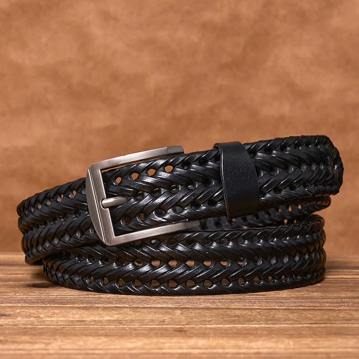 Cinturón de cuero trenzado tejido a mano para hombre - image 7