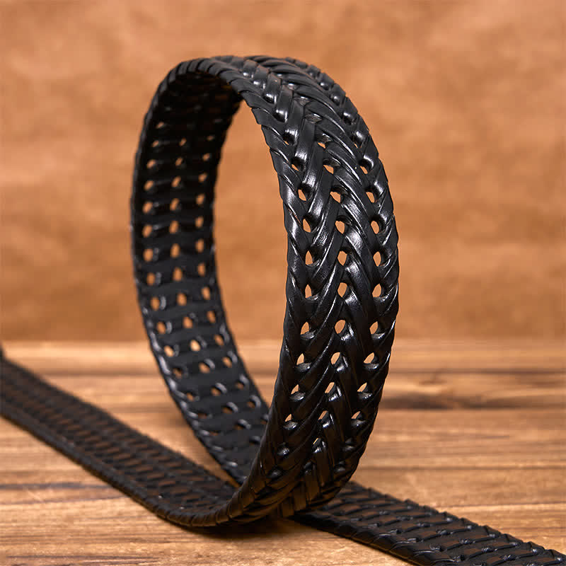 Cinturón de cuero trenzado tejido a mano para hombre - image 10