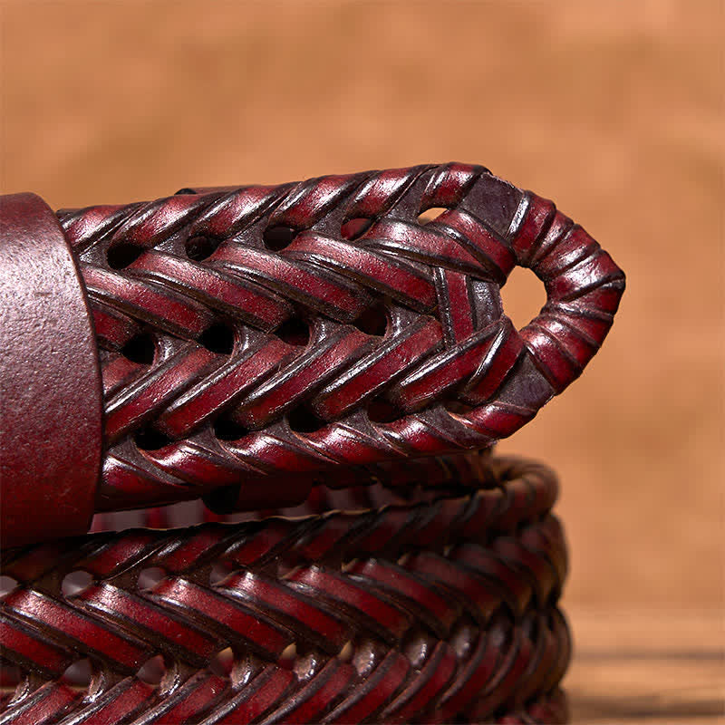 Cinturón de cuero trenzado tejido a mano para hombre - image 19