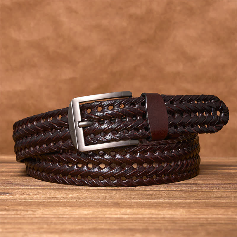 Cinturón de cuero trenzado tejido a mano para hombre - image 12