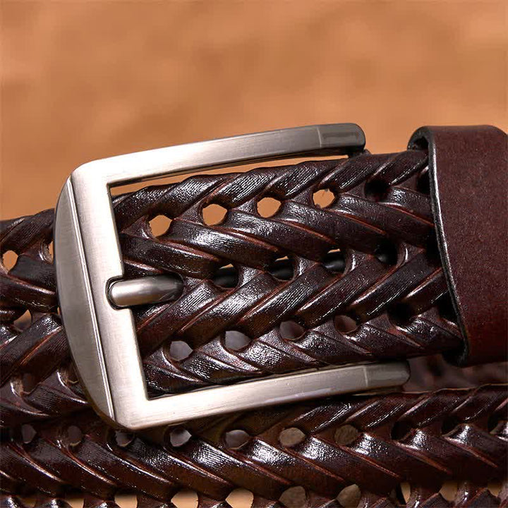 Cinturón de cuero trenzado tejido a mano para hombre - image 13