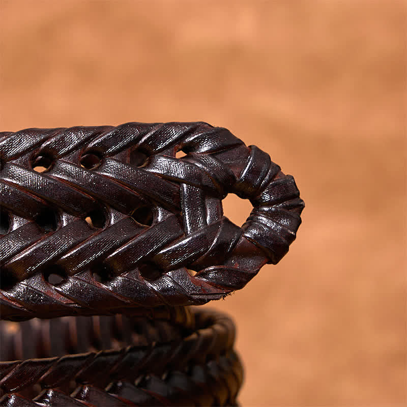 Cinturón de cuero trenzado tejido a mano para hombre - image 14