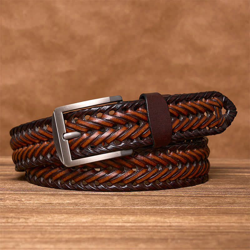 Cinturón de cuero trenzado tejido a mano para hombre - image 22