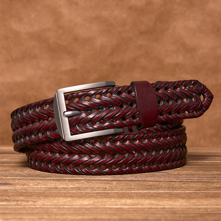 Cinturón de cuero trenzado tejido a mano para hombre - image 17