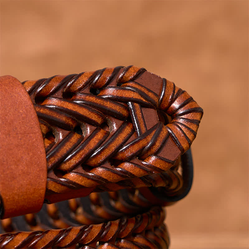 Cinturón de cuero trenzado tejido a mano para hombre - image 4