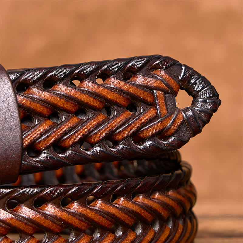 Cinturón de cuero trenzado tejido a mano para hombre - image 24