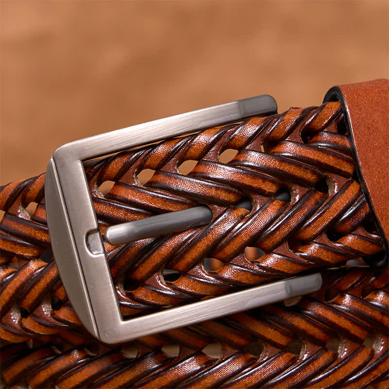 Cinturón de cuero trenzado tejido a mano para hombre - image 3