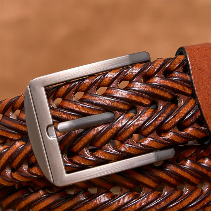 Cinturón de cuero trenzado tejido a mano para hombre - image 3