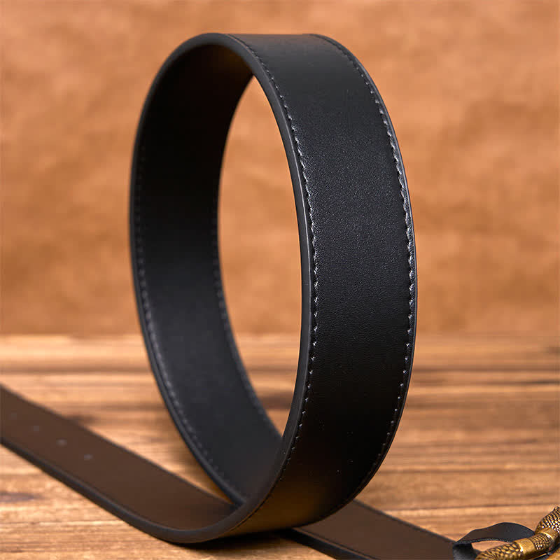 Cinturón de cuero estilo streetwear con hebilla de serpiente de bronce estilo punk para hombre - image 6