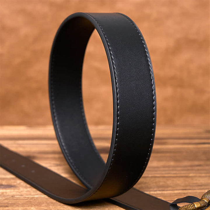 Cinturón de cuero estilo streetwear con hebilla de serpiente de bronce estilo punk para hombre - image 6