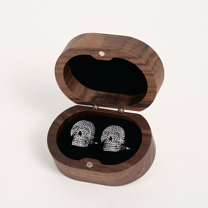 Gemelos de calavera punk en tono plateado para hombre (1 par) - image 4
