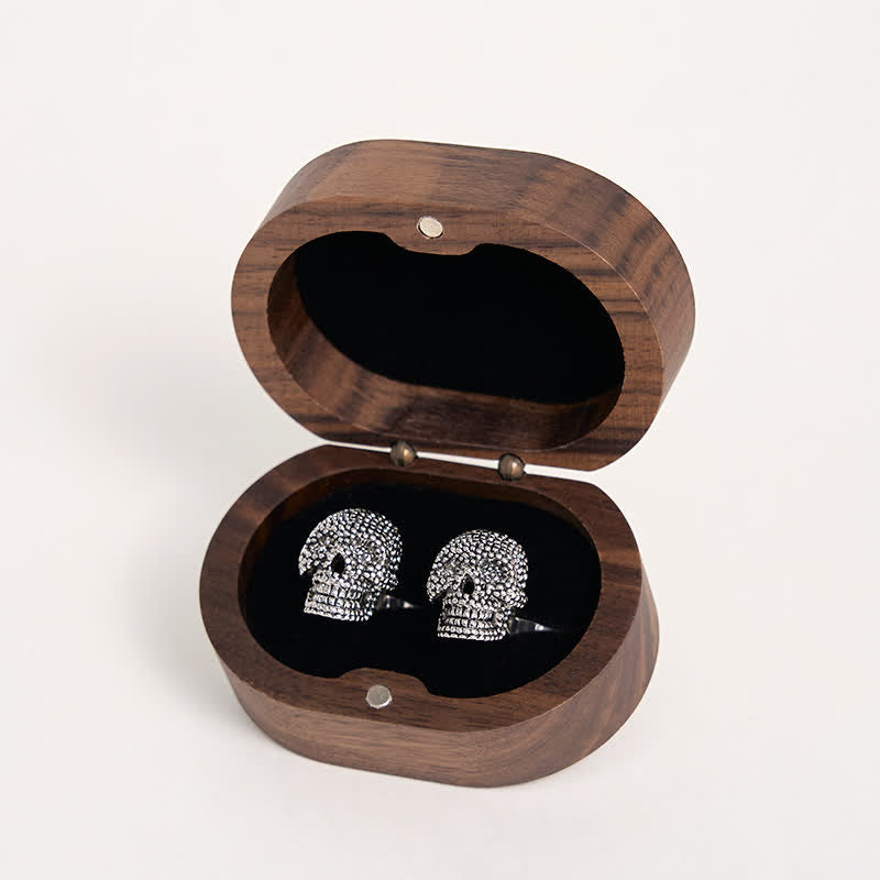 Gemelos de calavera punk en tono plateado para hombre (1 par) - image 3