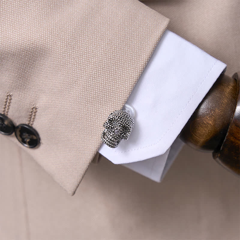 Gemelos de calavera punk en tono plateado para hombre (1 par) - image 2