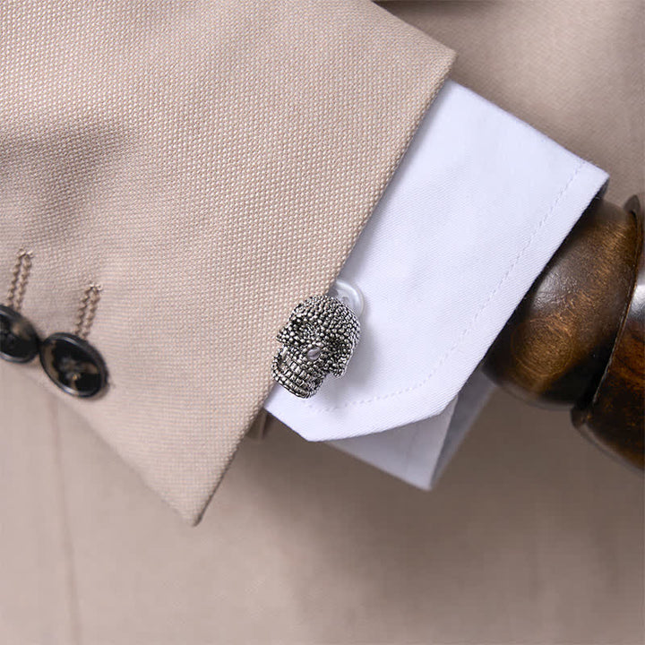 Gemelos de calavera punk en tono plateado para hombre (1 par) - image 2
