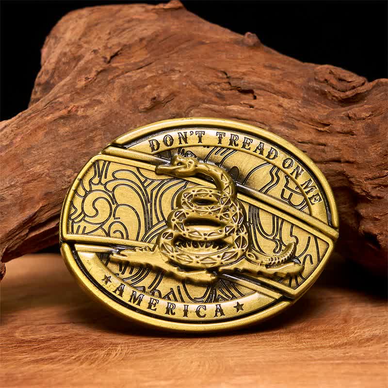 Cinturón de cuero con cuchillo plegable oculto de serpiente de bronce para hombre - Serpiente - Sin cinturón - Cinturón no incluido - image 1